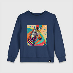 Свитшот хлопковый детский Неправильная зебра, цвет: тёмно-синий