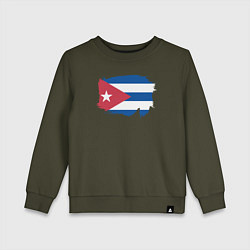 Свитшот хлопковый детский Флаг Кубы, цвет: хаки