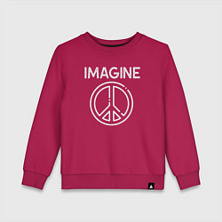 Свитшот хлопковый детский Imagine peace, цвет: маджента