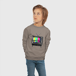Свитшот хлопковый детский Старый телевизор no signal, цвет: утренний латте — фото 2
