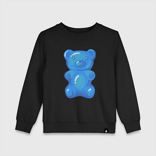 Детский свитшот Мармеладный синий медвежонок / Черный – фото 1