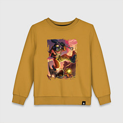 Свитшот хлопковый детский Lethal Сompany: Running Fugu, цвет: горчичный