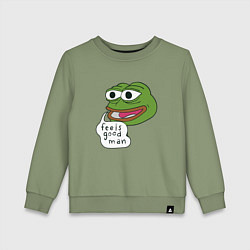 Свитшот хлопковый детский Pepe feels good man, цвет: авокадо