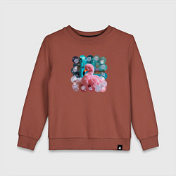 Свитшот хлопковый детский Розовый фламинго игрушка, цвет: кирпичный