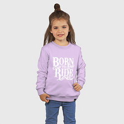 Свитшот хлопковый детский Born to ride - рожденный ездить, цвет: лаванда — фото 2
