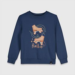 Свитшот хлопковый детский Винтажные ролики, цвет: тёмно-синий
