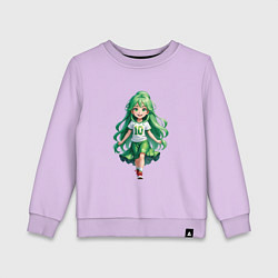Свитшот хлопковый детский Девочка с зелеными волосами, цвет: лаванда