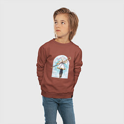 Свитшот хлопковый детский Фрирен с посохом, цвет: кирпичный — фото 2