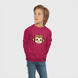 Свитшот хлопковый детский Мордочка обезьяны, цвет: маджента — фото 2
