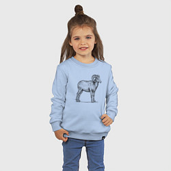 Свитшот хлопковый детский Баран сбоку, цвет: мягкое небо — фото 2