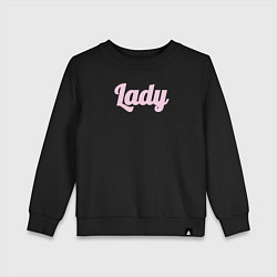 Свитшот хлопковый детский Lady розовыми буквами, цвет: черный