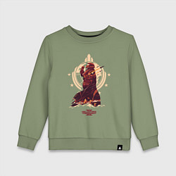 Свитшот хлопковый детский Helldivers 2: Paratroopers Symbol, цвет: авокадо