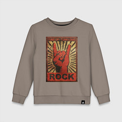 Свитшот хлопковый детский Rock tune up turn loud жест коза, цвет: утренний латте