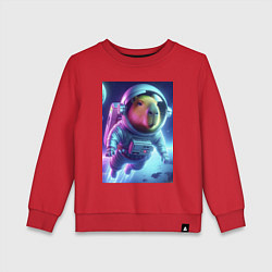 Свитшот хлопковый детский Полёт капибары в космосе - неон, цвет: красный