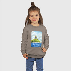 Свитшот хлопковый детский Акварель Исаакиевский Собор с надписью Питер - это, цвет: утренний латте — фото 2