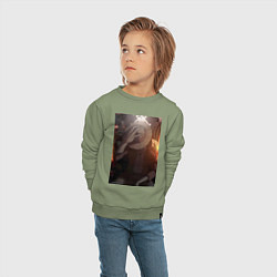 Свитшот хлопковый детский Ван Пис Луффи Монки Д, цвет: авокадо — фото 2