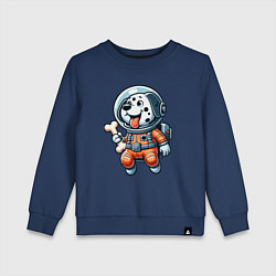 Свитшот хлопковый детский Dalmatian cosmonaut puppy with a bone, цвет: тёмно-синий