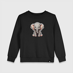 Свитшот хлопковый детский Красивый африканский слоненок, цвет: черный