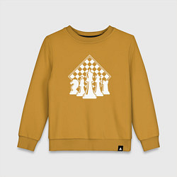 Свитшот хлопковый детский Фигуры шахмат, цвет: горчичный