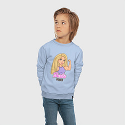 Свитшот хлопковый детский Barbie power, цвет: мягкое небо — фото 2