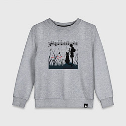 Детский свитшот Девушка и кот или музыка для души