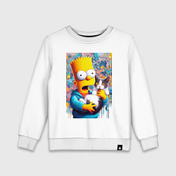 Детский свитшот Bart Simpson with a kitten - ai art