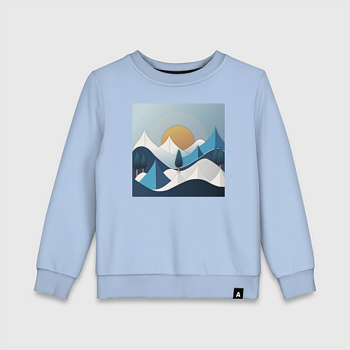 Детский свитшот Горный пейзаж - абстракция с горами / Мягкое небо – фото 1