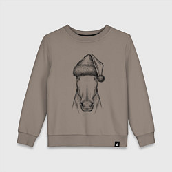 Свитшот хлопковый детский Новогодняя лошадь, цвет: утренний латте