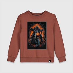 Детский свитшот Скелет сатаны едет на старом мотоцикле