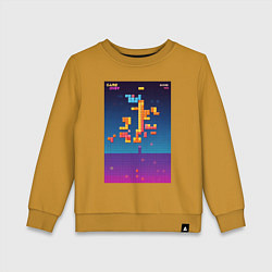Свитшот хлопковый детский Синтвейв тетрис, цвет: горчичный