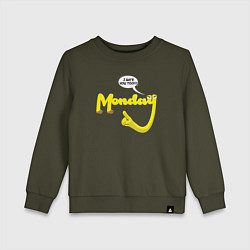 Свитшот хлопковый детский Я тоже ненавижу понедельник, цвет: хаки
