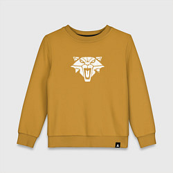 Свитшот хлопковый детский Знак школы кота с потертостями - Ведьмак 3, цвет: горчичный