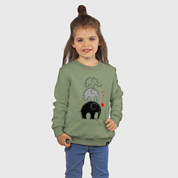 Свитшот хлопковый детский Милые слоники, цвет: авокадо — фото 2