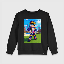 Свитшот хлопковый детский Jotaro Kujo and Minecraft - collaboration, цвет: черный