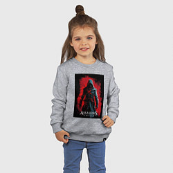 Свитшот хлопковый детский Assassins creed на фоне красной стены, цвет: меланж — фото 2