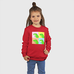 Свитшот хлопковый детский Дракончики в стиле поп-арт комикса, цвет: красный — фото 2