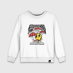 Свитшот хлопковый детский Питайте свой разум счастьем, цвет: белый