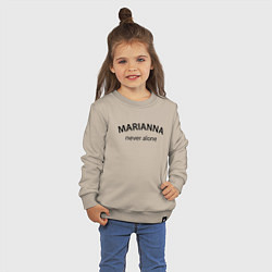 Свитшот хлопковый детский Marianna never alone - motto, цвет: миндальный — фото 2