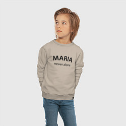 Свитшот хлопковый детский Maria never alone - motto, цвет: миндальный — фото 2