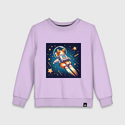 Свитшот хлопковый детский Реактивный корги в космосе, цвет: лаванда