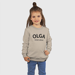Свитшот хлопковый детский Olga never alone - motto, цвет: миндальный — фото 2