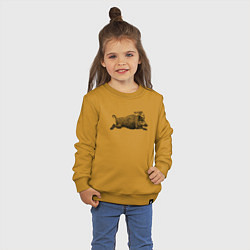 Свитшот хлопковый детский Кабан спешит на Новый год, цвет: горчичный — фото 2