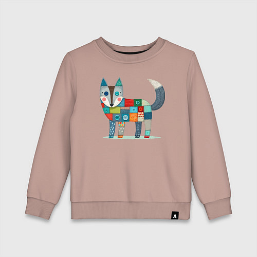 Детский свитшот Funny fox - patchwork ai art / Пыльно-розовый – фото 1