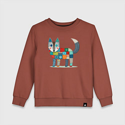 Свитшот хлопковый детский Funny fox - patchwork ai art, цвет: кирпичный