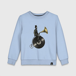 Свитшот хлопковый детский Джентльмен на проигрывателе пластинок, цвет: мягкое небо