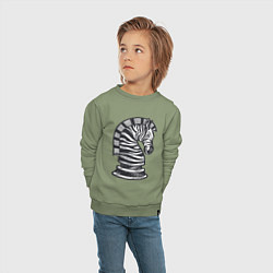Свитшот хлопковый детский Шахматная зебра, цвет: авокадо — фото 2