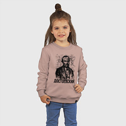 Свитшот хлопковый детский Достоевский лайнарт портрет, цвет: пыльно-розовый — фото 2