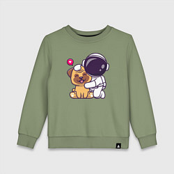 Свитшот хлопковый детский Космонавт и пёсик, цвет: авокадо