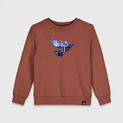 Свитшот хлопковый детский Голубь с ночным городом внутри, цвет: кирпичный