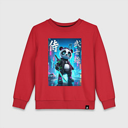 Свитшот хлопковый детский Panda samurai - bushido ai art, цвет: красный